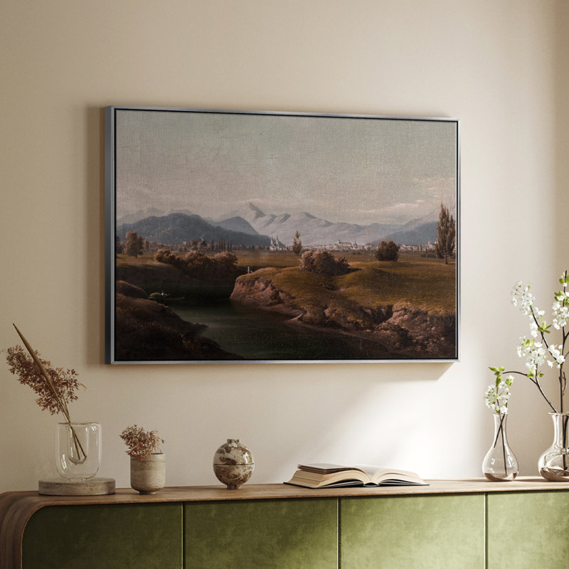 «Vintage Landscape - CMLXI» sur toile, Toile argentée avec cadre flottant, H 17 po x l 25 po x P 2 po