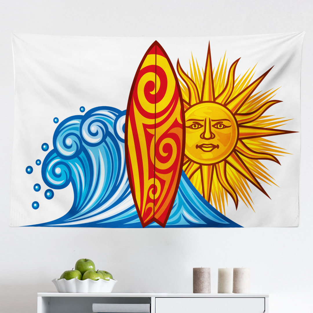 Wandbehang Ozean Sonne und Surfbrett Druck Lifestyle Sommer Freiheit