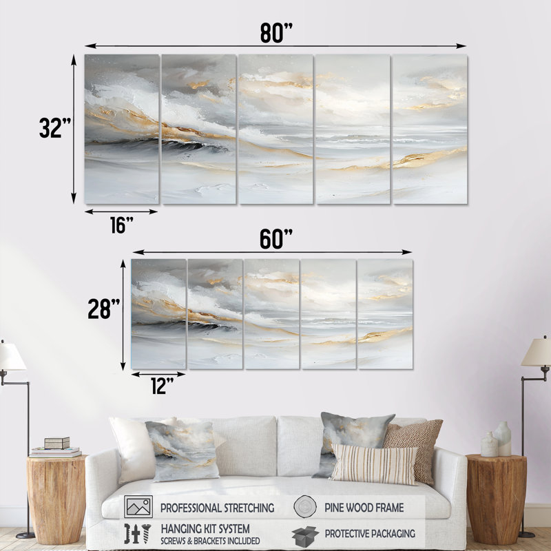 Rozier - Art mural plage - Art mural nautique sur toile, H 32 po x l 80 po, 5
