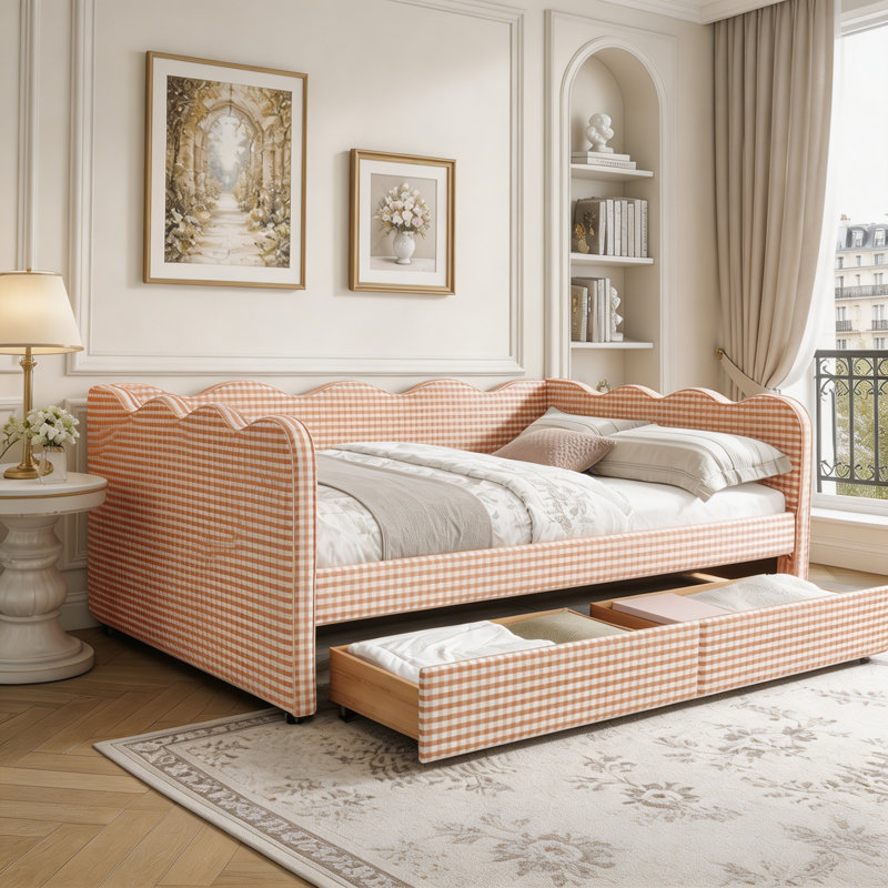 Lit de jour double, full-Drawers, Pink