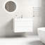 Meuble-lavabo flottant blanc mural - 1 pièce, lavabo blanc (sans bonde / robinet), pré-assemblé