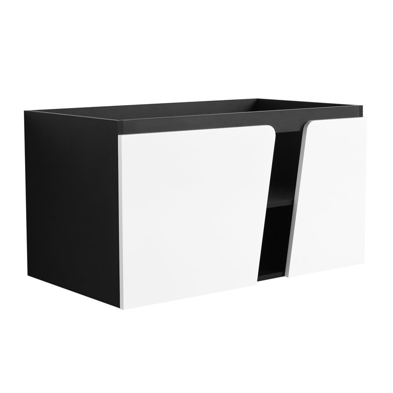 Meuble-lavabo moderne 36 po avec porte à fermeture douce, meuble-lavabo mural noir / blanc