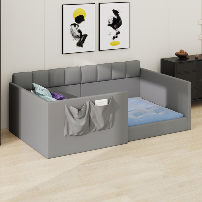Modern Daybed, Space Saving Multi Purpose Sofa Bed, Gray, Twin