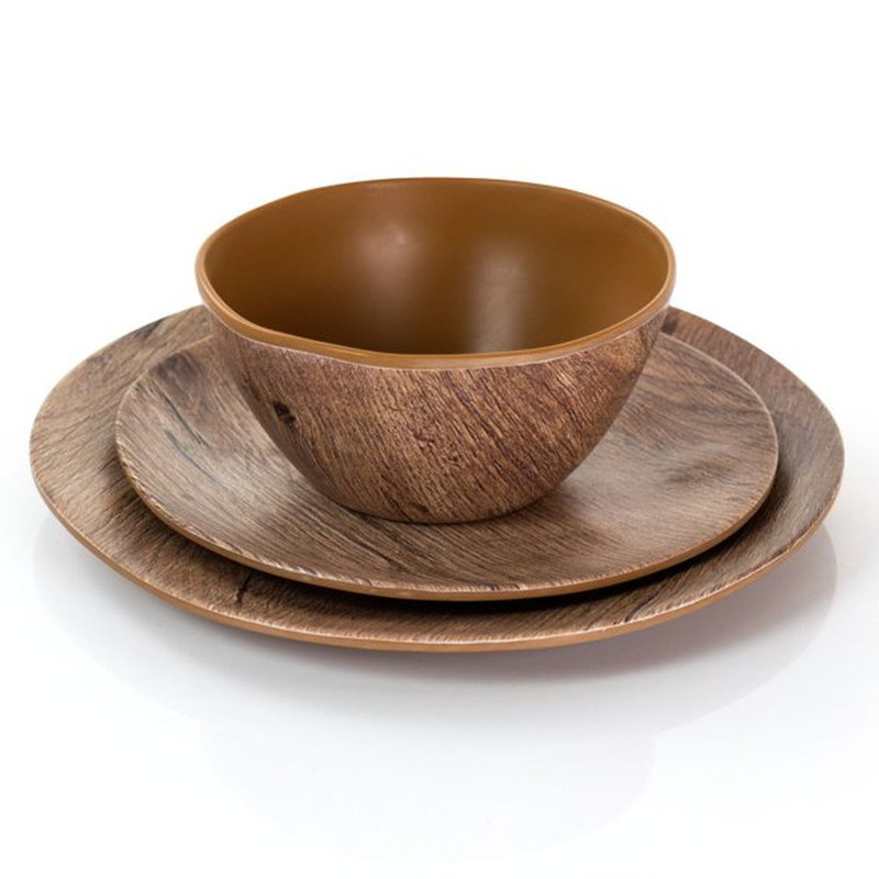 Service de table en mélamine 12 pièces Gibson Home Woodfern, service pour 4