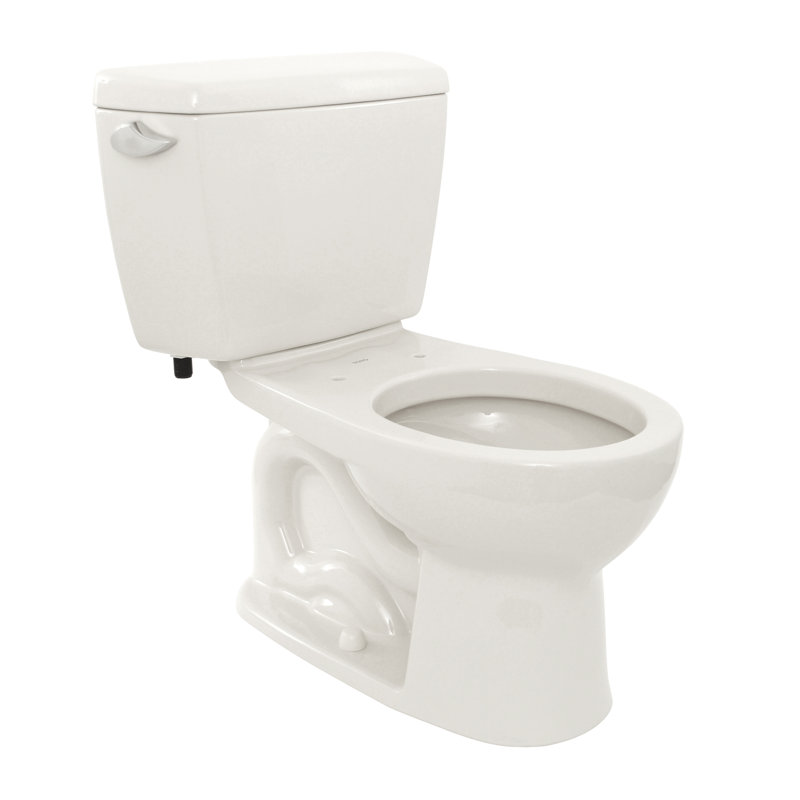Eco Drake® Round Two-Piece Toilet (Seat Not Included), Cotton, Left-Hand