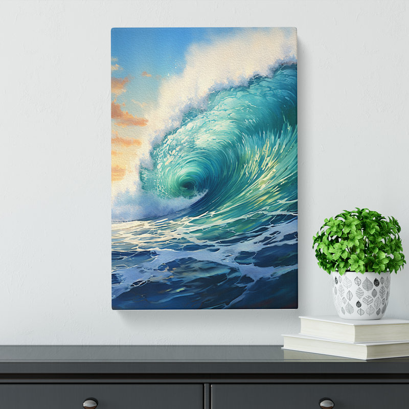 Wave Modern Contemporary Art - Wrapped Canvas, 50cm H x 35cm W x 3cm D