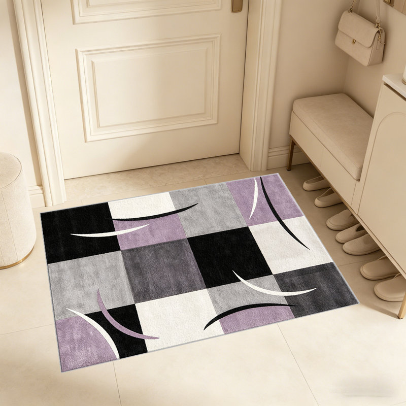 Lavender Abstract Geometric carpet-easy to clean, machine-washable, soft and comfortable; suitable for door mats, kitchens, living rooms, bedrooms, corridors, and laundry areas. Easy to clean, durable carpet for home decoration.