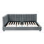 Comfortable Upholstered Bed, Full Size With Grey Velvet And Stable / In Construction Armrest/