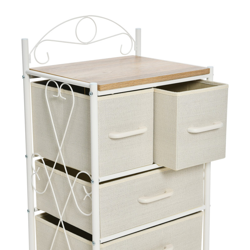 Brundrett 4 Drawer Storage Drawer, Coastal Oak/White