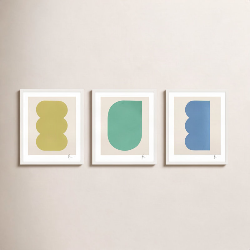 Keyhole 4-6. Set Of 3 Painting by Lee Lessem, 50" H x 40" W x 1.25" D, White Framed