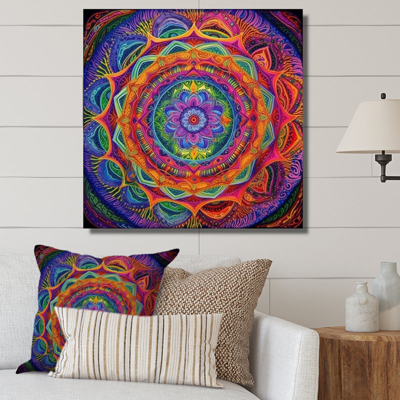 Mandala sacré - imprimé, Toile tendue, H 16 po x l 16 po x P 1 po