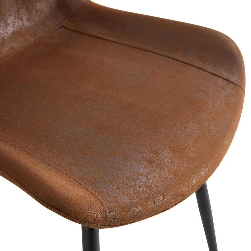 Ensemble de table et de chaises.Une table de salle à manger circulaire de couleur moderne épissée de 47,3 pouces de diamètre - avec rangement double couche. Elle est jumelée à 4 chaises en tissu brun avec un design incurvé.