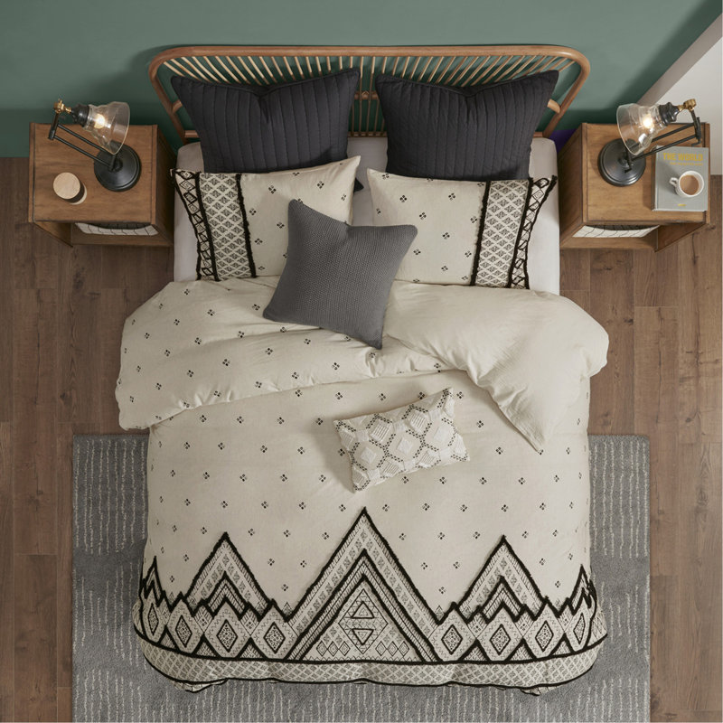 Ensemble de housse de couette en lin et coton pour lit double / grand 3 pièces