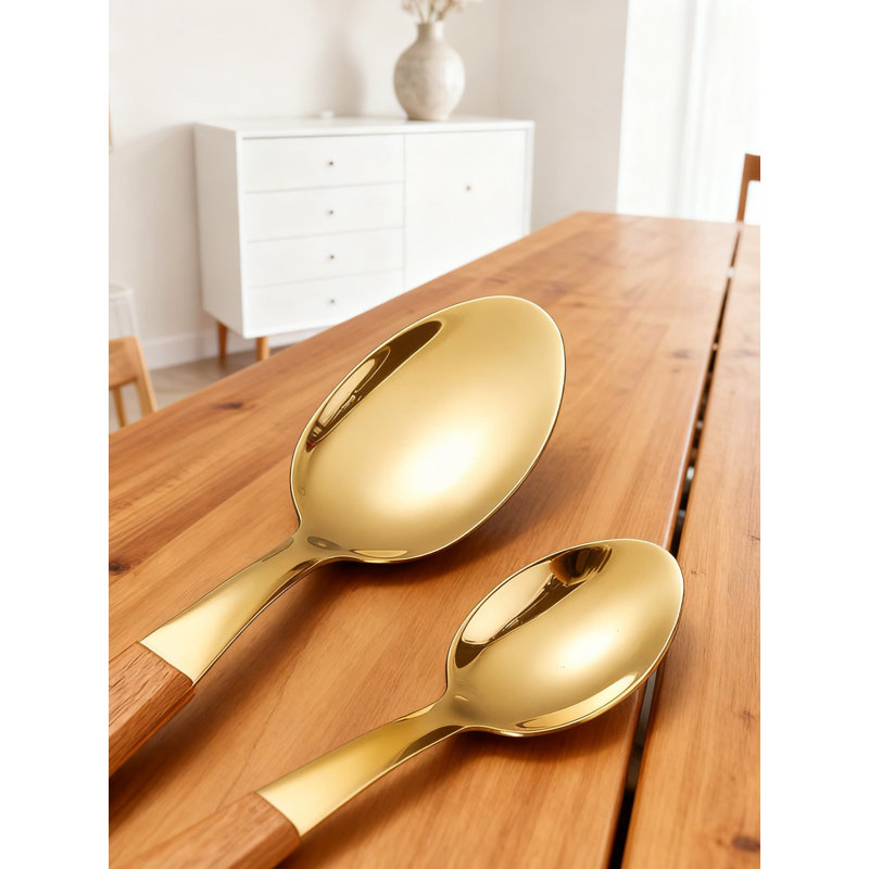 Ensemble de 20 couverts en acier inoxydable avec poignée en bois de rose, couteau à steak japonais et cuillères fourchettes