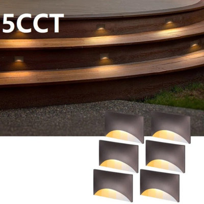 Éclairage intégré intégré pour terrasse à DEL 120 V, lumières d'escalier en métal à intensité variable, 5CCT