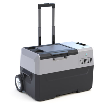 32Qt Car Freezer Portable Refrigerator with APP Control and 6'' Off-road wheels, 12V,45W Cooler Freezer, No Battery