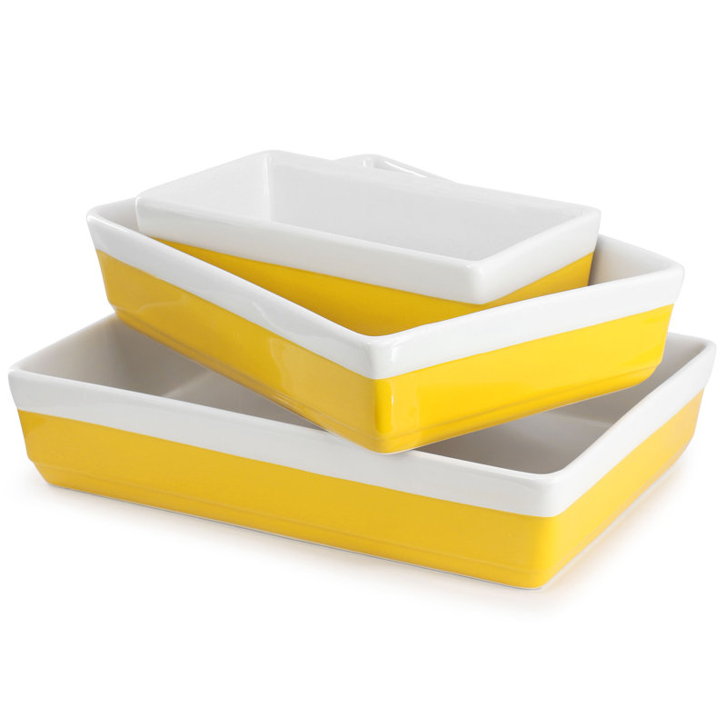 Martha Stewart 3 Piece Oven to Table Stoneware Baker Set in Yellow