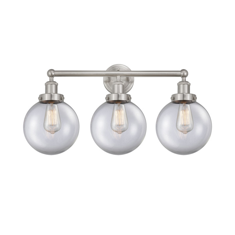 Éclairage pour meuble-lavabo à intensité variable à 3 lumières Alfonsa, Transparent, Nickel satiné brossé
