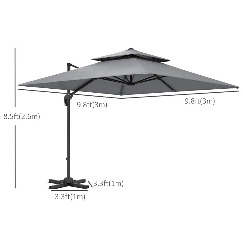 Parasol en porte-à-faux 118,1 po avec manivelle et contrepoids inclus