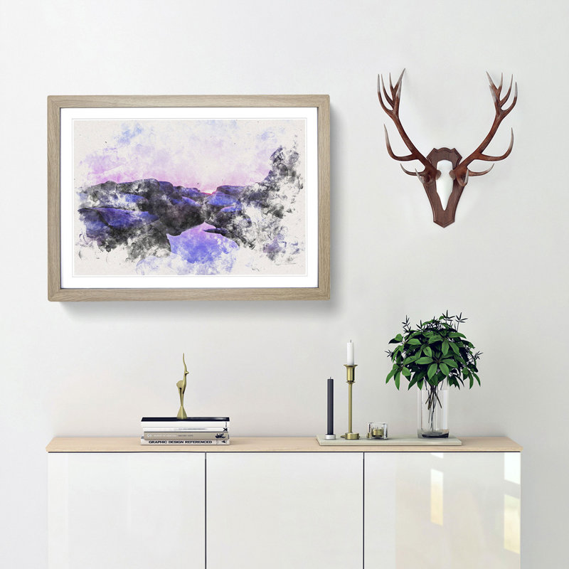 Purple Sunset in Peace Island - Framed Print, 24cm H x 33cm W x 2cm D, Oak Framed