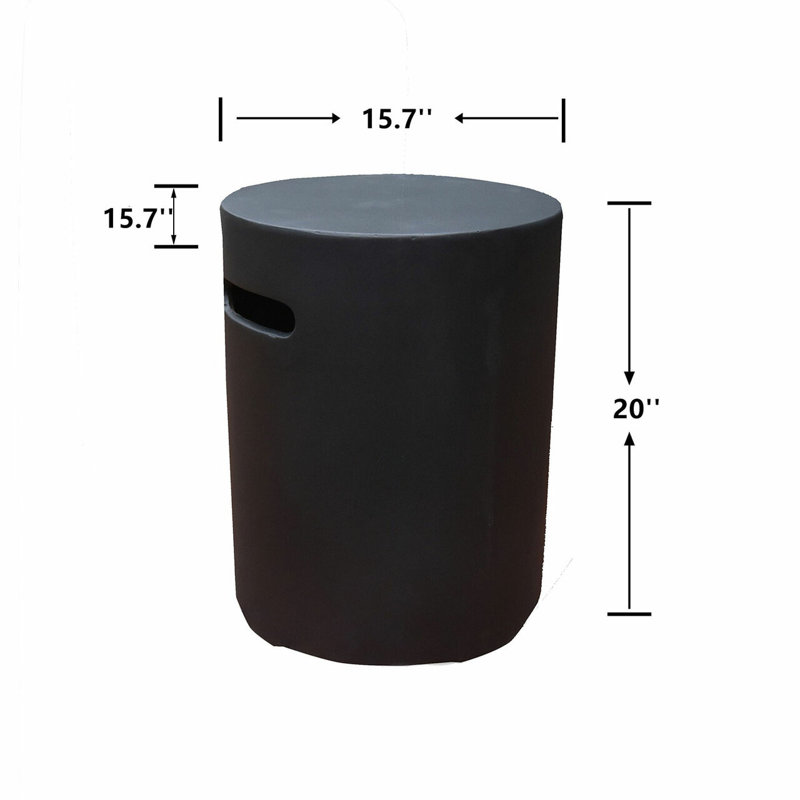 Elementi 15.7" Round Concrete Propane Tank Cover, Dark Gray