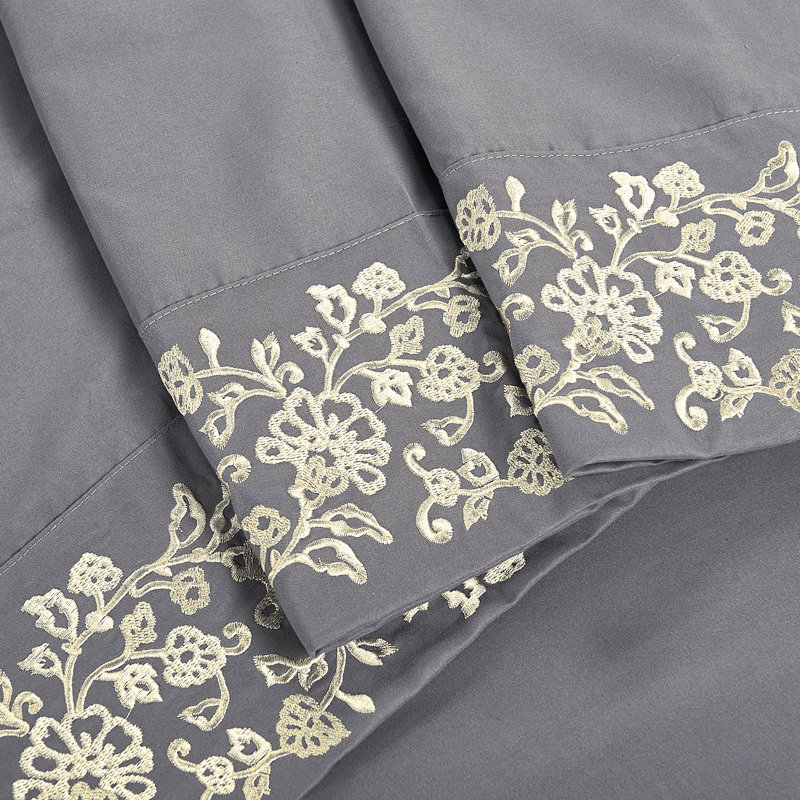 Ensemble de draps Luciana, Gris argenté, Ensemble de draps pour lit simple + drap-housse + 