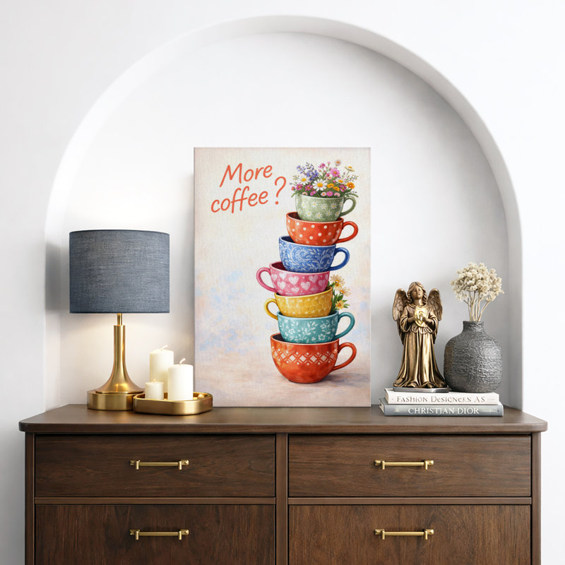 Illustration de citation de tasse de thé colorée et colorée, images de cuisine, impression sur toile encadrée, Toile tendue