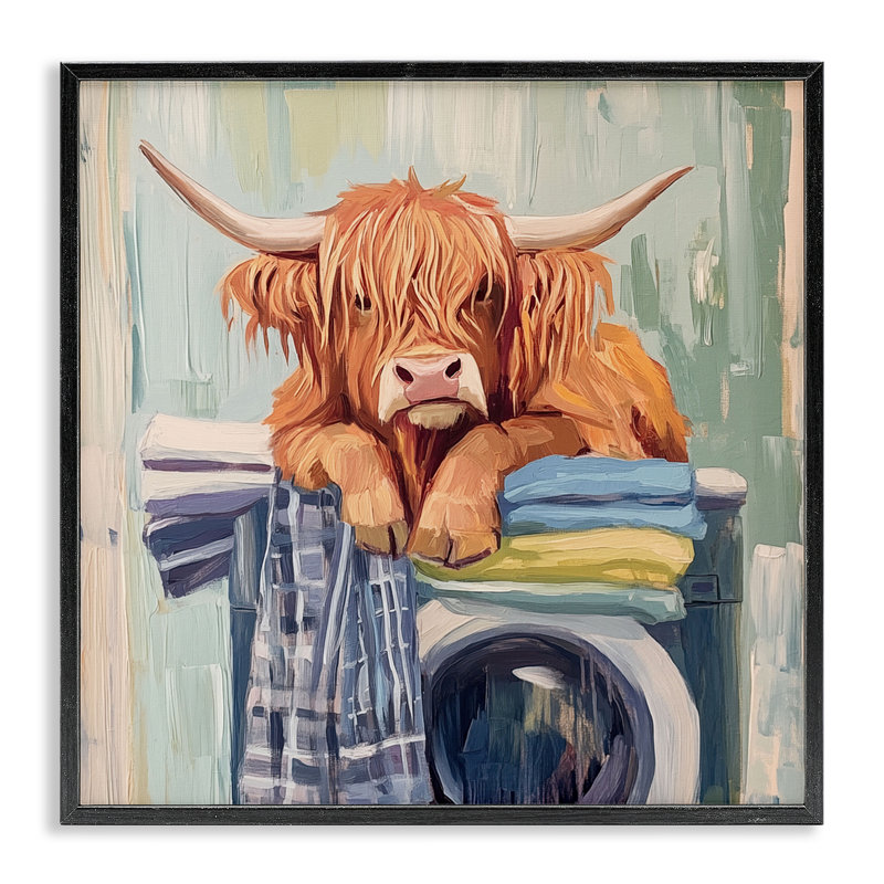 Giclée encadrée «Vache fatiguée» par Nina Blue, Giclée encadrée noir minuit, H 12 po x l 12 po