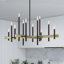 Lustre linéaire très grand en laiton satiné 8 lumières avec accents bronze-804421147-804421146