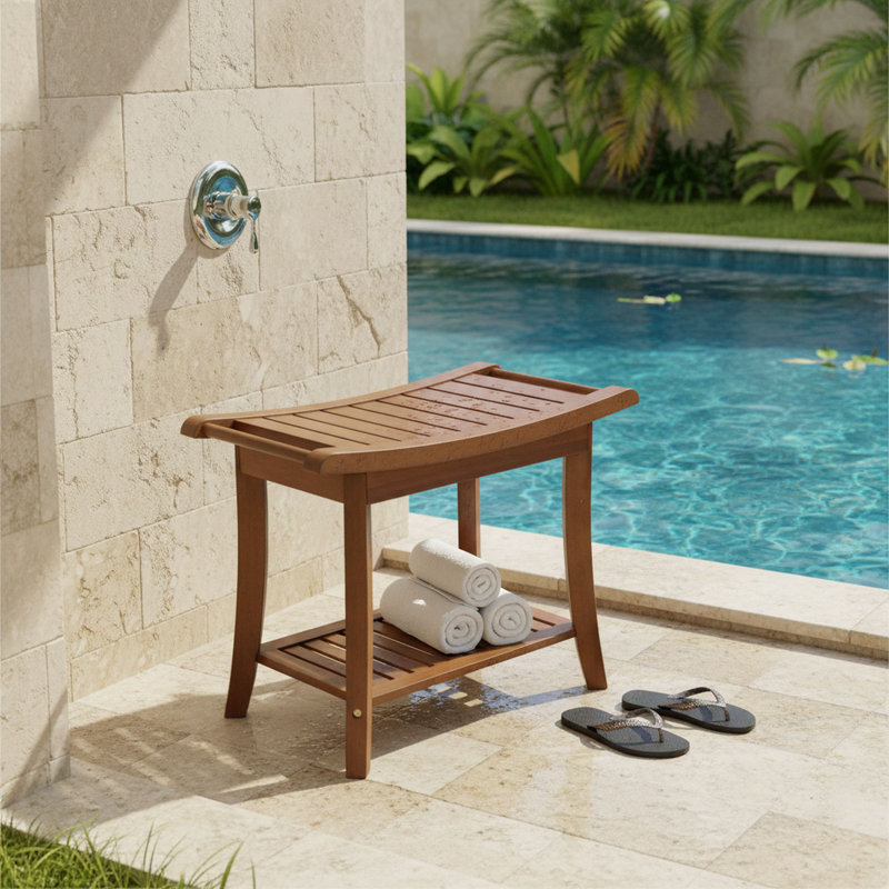 Mitch 23.75'' W Bamboo Shower Bench, Caramel
