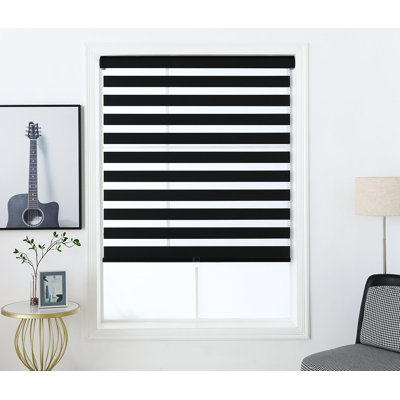 Cordless Dual Layer Zebra Blind, Free-Stop Light Filtering Zebra Roller Shades