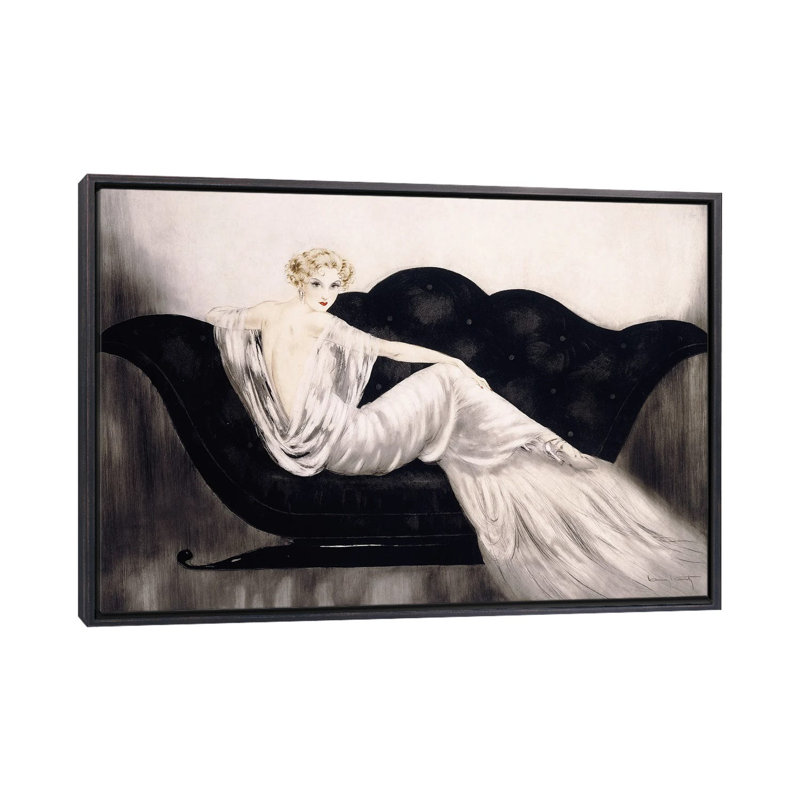 Le canapé, C.1937, Toile encadrée flottante noire patinée, H 18 po x l 26 po x P 1,5 po, Pas de tapis