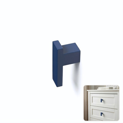 ROUS Hardware Art Deco L-Bar Cabinet Knob, Solid Aluminum, Matte Finish, Polo (Navy Blue) 1-Count