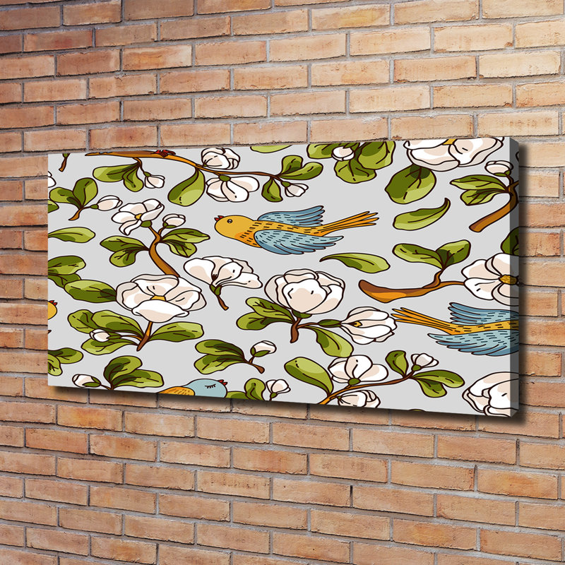Flowers And Birds - Wrapped Canvas Print