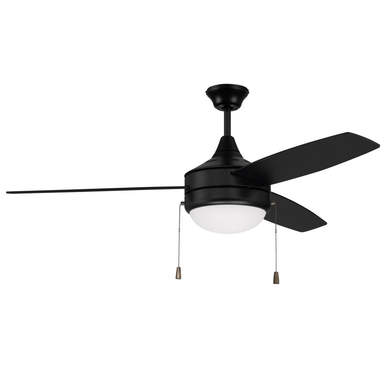 Ventilateur de plafond à 3 pales 52 pales 52 po avec chaîne de traction et ensemble d'éclairage inclus, Dos plat
