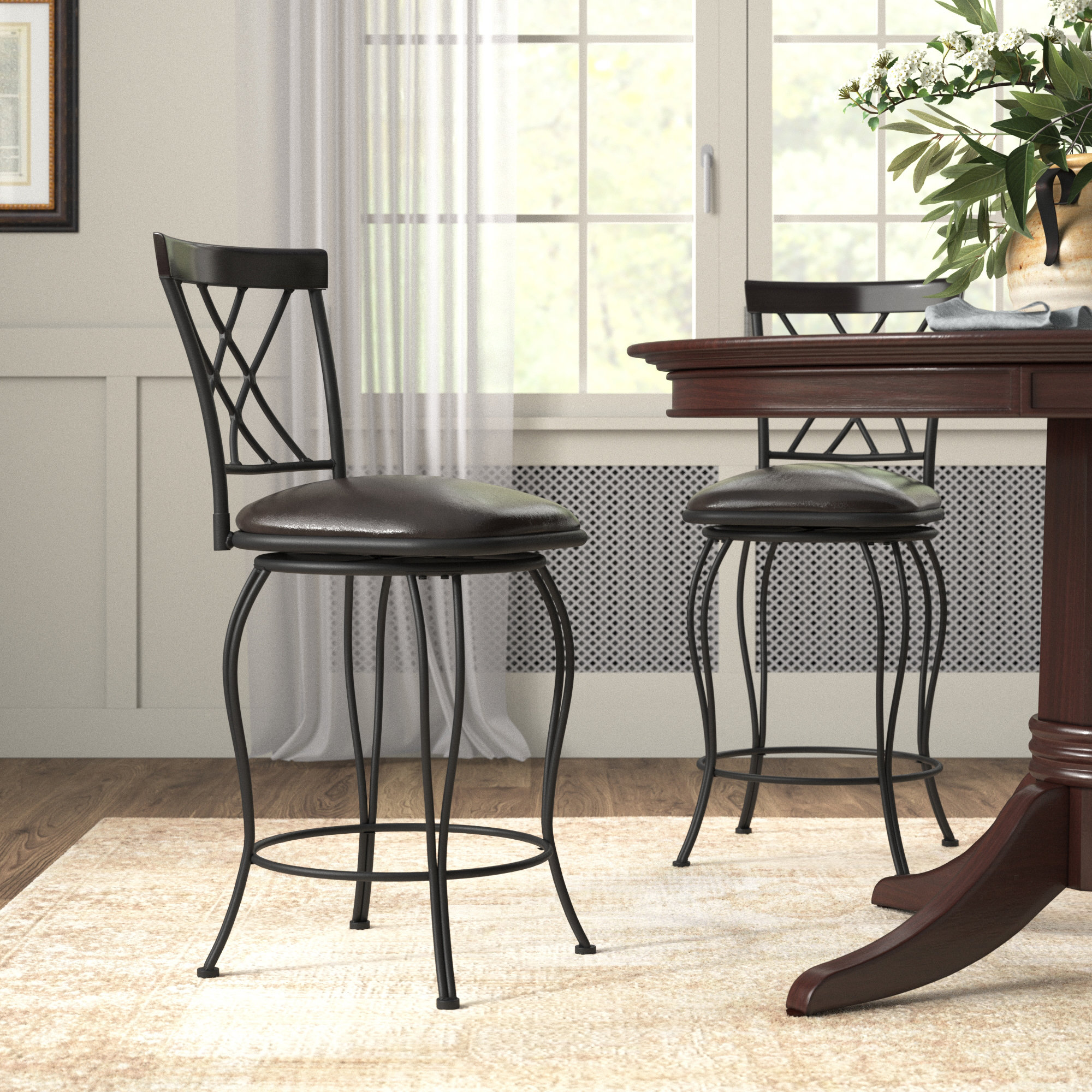 Wrought iron discount swivel bar stools