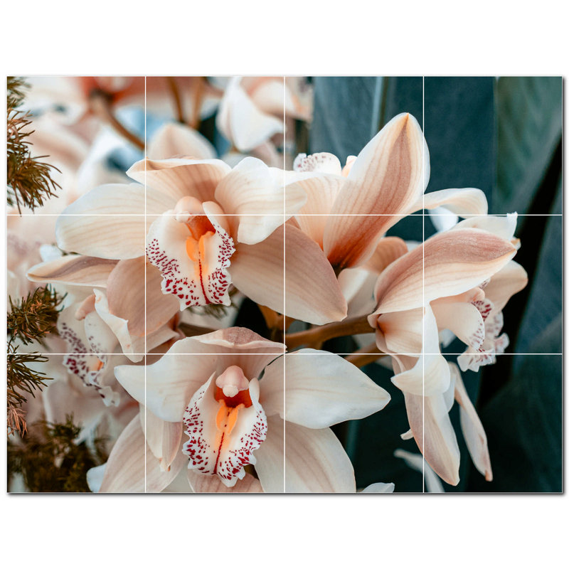 Panneau décoratif en céramique 12 po x 12 po Flowers Photo Flowers
