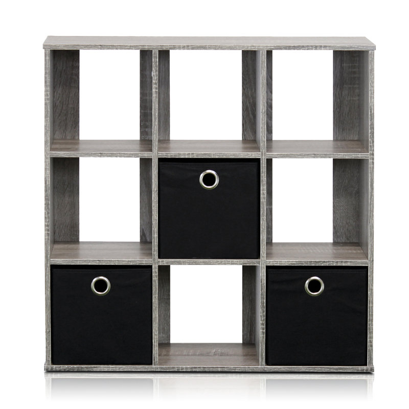 Bozuwa 67.3cm H x 67.8cm W Cube Bookcase, French Oak / Black