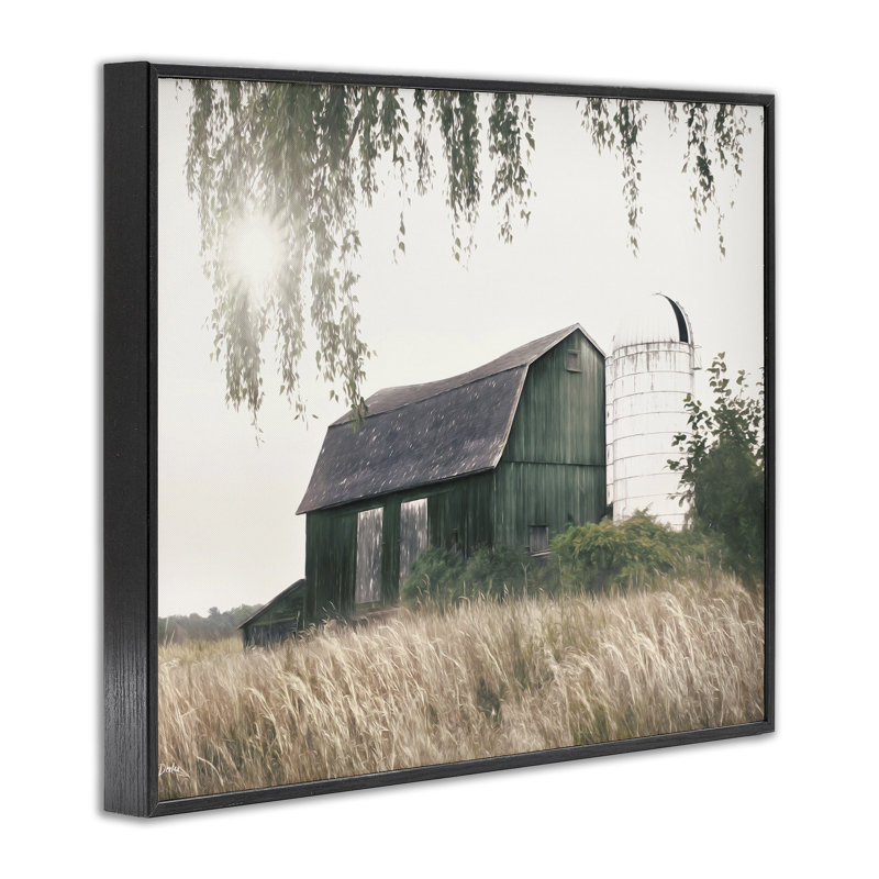 «Green Rustic Barn», estampe numérique encadrée par Lori Deiter, H 11 po x l 14 po, Giclée encadrée noir minuit