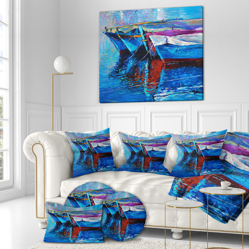 « blue bateaus », reproduction de peinture à l’huile sur toile, H 30 po x l 40 po x P 1,5 po