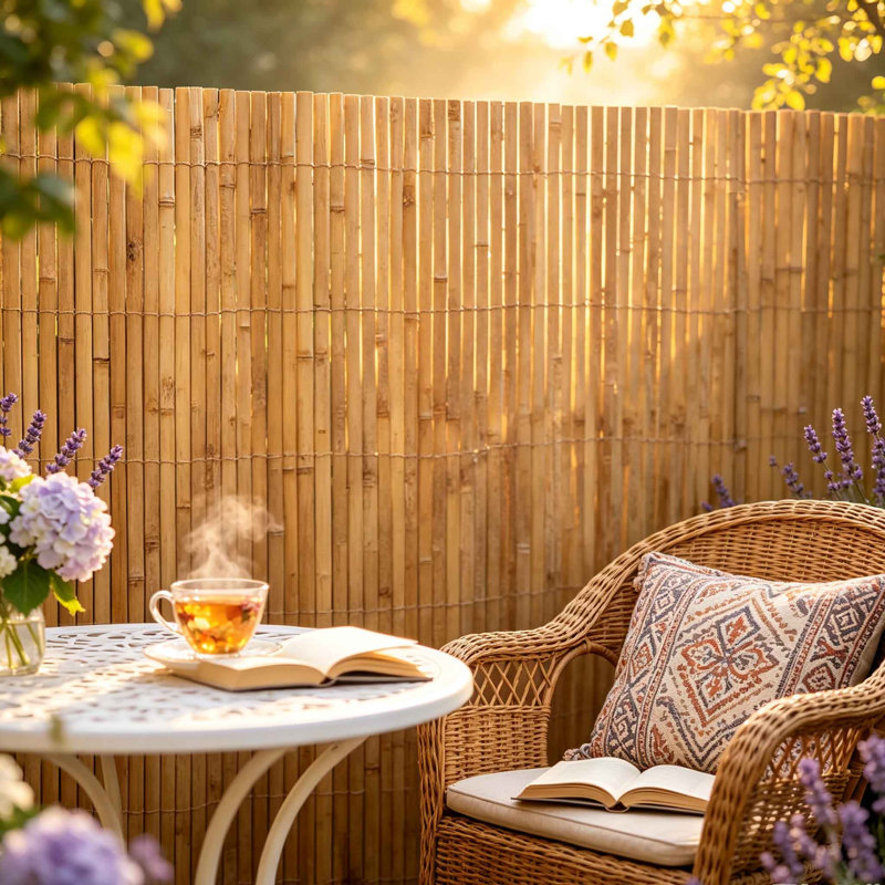Rouleau de clôture en bambou 6,5 pi x 13 pi - Panneau de protection à lattes naturelles pour jardin extérieur, cour, patio et balcon, écran d'intimité de style tropical durable, installation facile