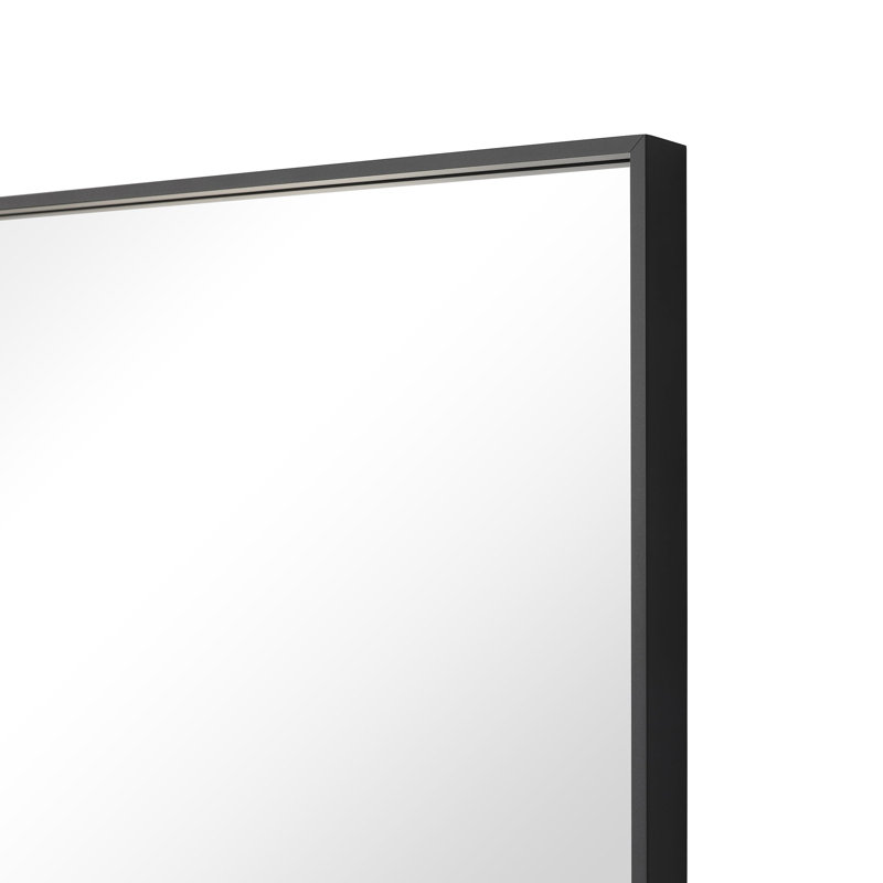 Modern & Contemporary Rectangle Bathroom Vanity Mirror Metal Framed Wall Mirror, Black, 30" x 70"