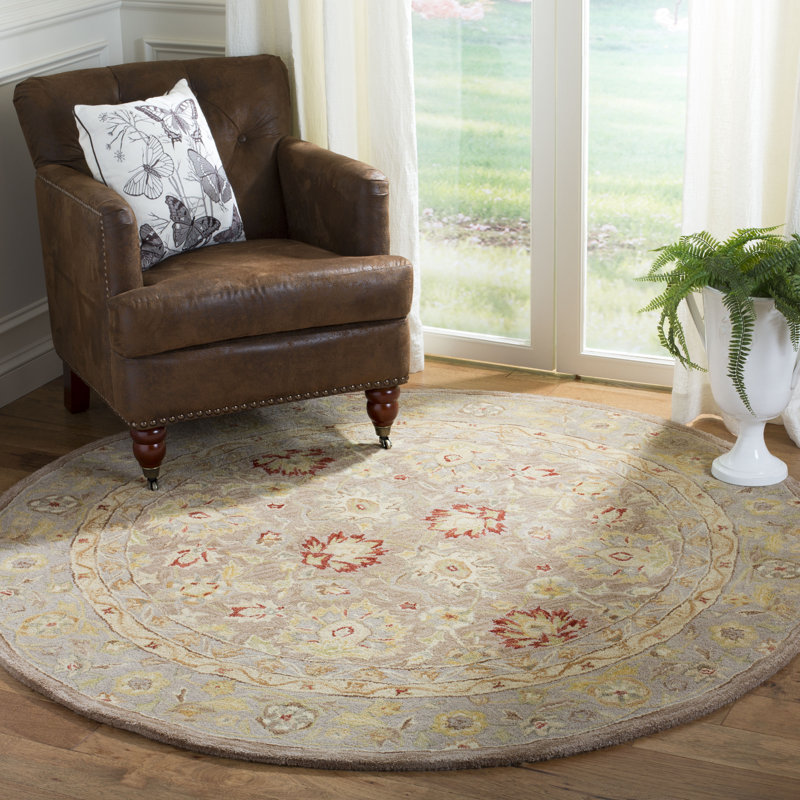 Soho Oriental Hand-Tufted Wool Brown Area Rug, Round 6'