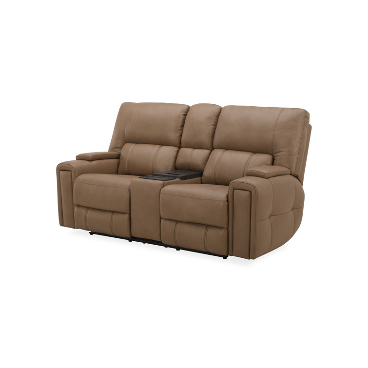 Harrison 80'' Leather Triple Power Reclining Console Loveseat