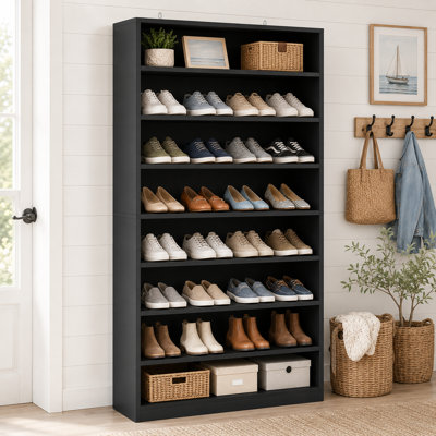 70.89-inch tall floor-to-ceiling nine-tier independent shoe cabinet, large-capacity entryway storage, can hold 40-45 pairs of various types of home shoes, black.
