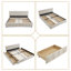 Grand lit tapissier, cadre de lit rembourré confortable, tissu chenille, avec tête de lit et cadre de lit solide. Avec tiroir pour le rangement - beige (88,5 po x 68,5 po x 31 po)-578973909-586800413