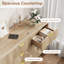 Commode 9 tiroirs cannelée en bois avec poignées en métal-2095893331