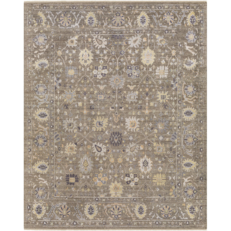 Tapis gris / beige noué à la main Dnyia, Rectangle 2 pi x 3 pi