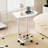 Side Table With Wheels,C Shaped White End Table,Small Side Table For Couch Sofa Table,Round Coffee Table,Mobile Standing Desk,Tall Tv Tray Table For Living Room,Bedroom,Metal Frame