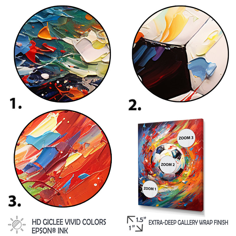 «Johanan Abstract Soccer Energy», art mural de soccer, H 32 po x l 16 po x P 1 po, Toile tendue